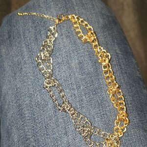 Elegant Gold and Silver Chain Necklace